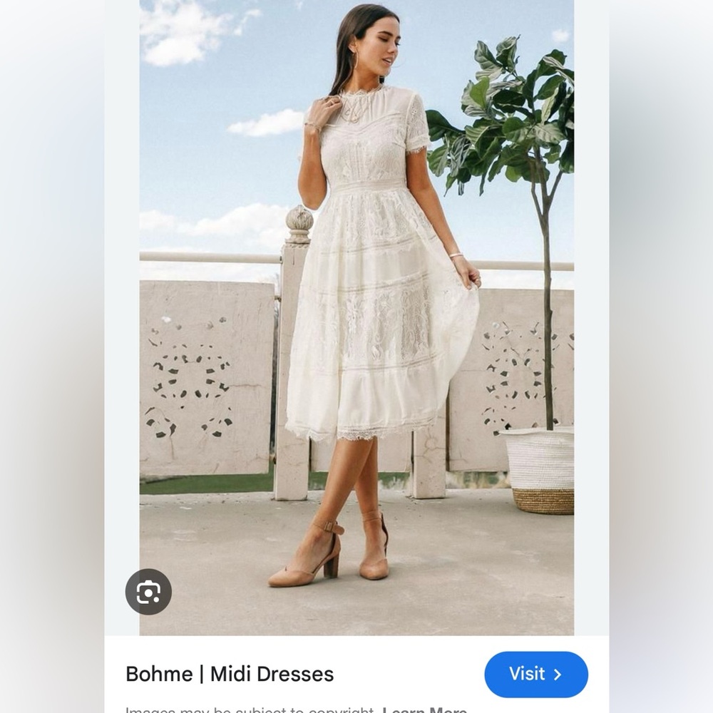 Bohme Cream off white lace dress Medium